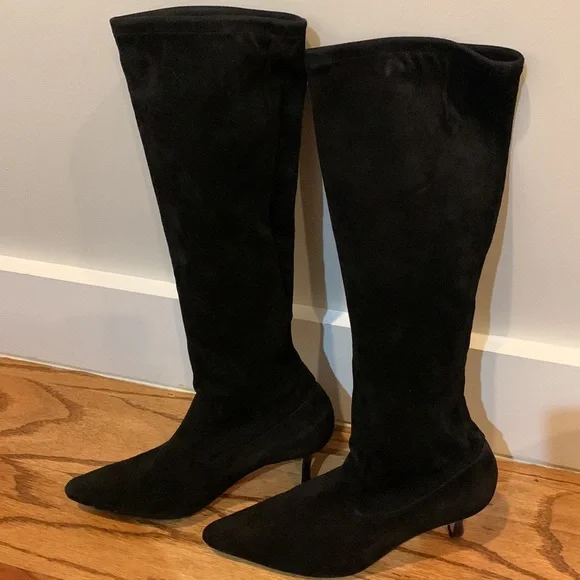 Manolo Blahnik Black Suede Sock Boots - Picture 8 of 16